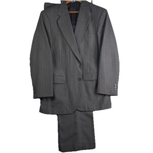 40R Towncraft Worsted Wool Blend Suit 2-Piece Men's Charcoal Striped 34Wx30L